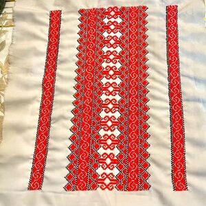 Embroidered Beaded  Cloth insert for shirt blouse Handmade White/red/black